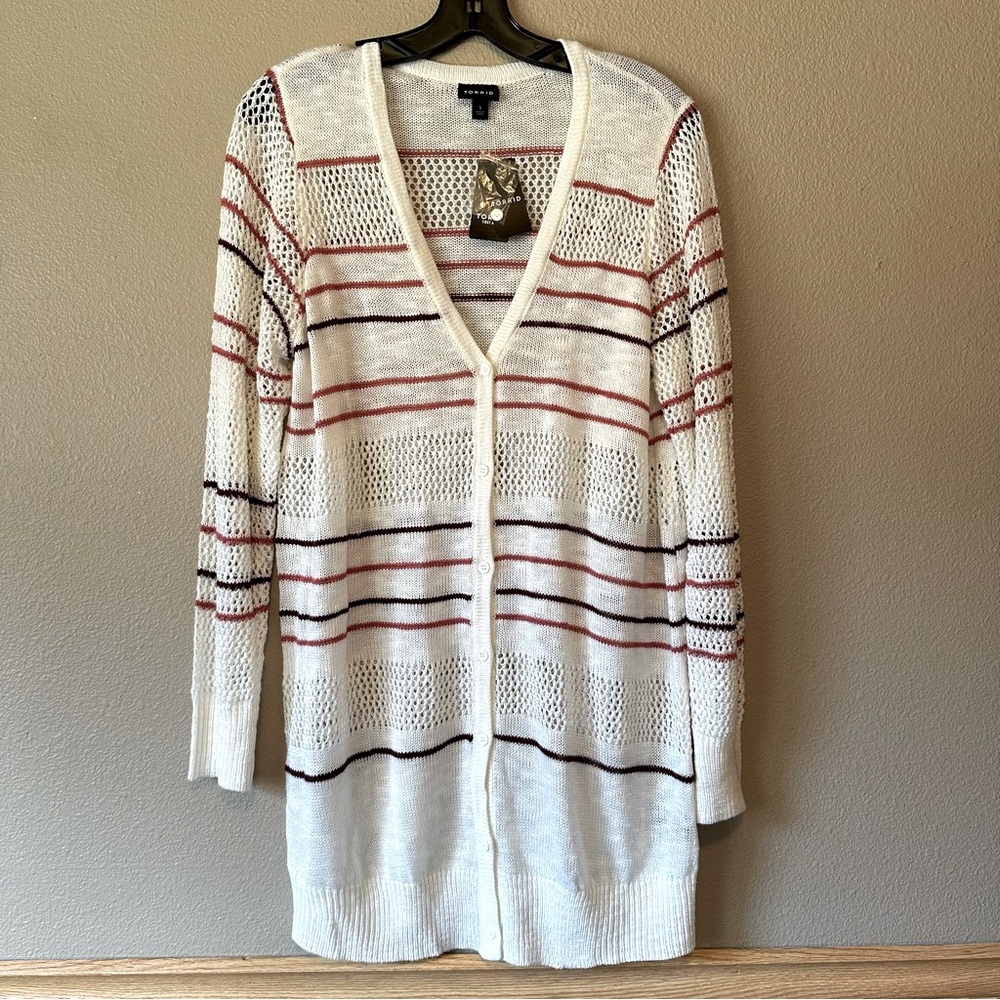 Torrid long stripe button front cardigan